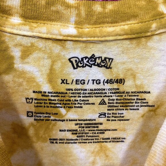 Pokemon Pikachu Grookey Scorbunny Sobble Gold Yellow Tie-Dye Shirt XL - Picture 4 of 4